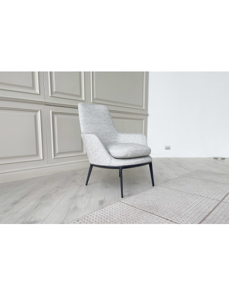 Poltrona Caratos in tessuto grigio melange  - 2