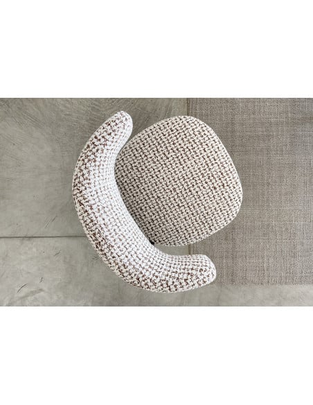 Chaise Caratos en tissu blanc noisette - 4