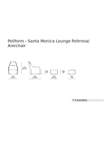 Santa Monica Lounge Yellow Fabric Armchair with Pouf (Expo Offer) Poliform - 7
