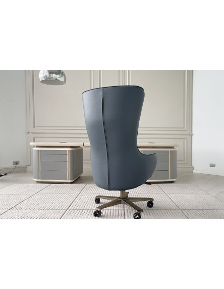 Fauteuil de direction Genius en cuir bleu (Offre Expo) Giorgetti - 6
