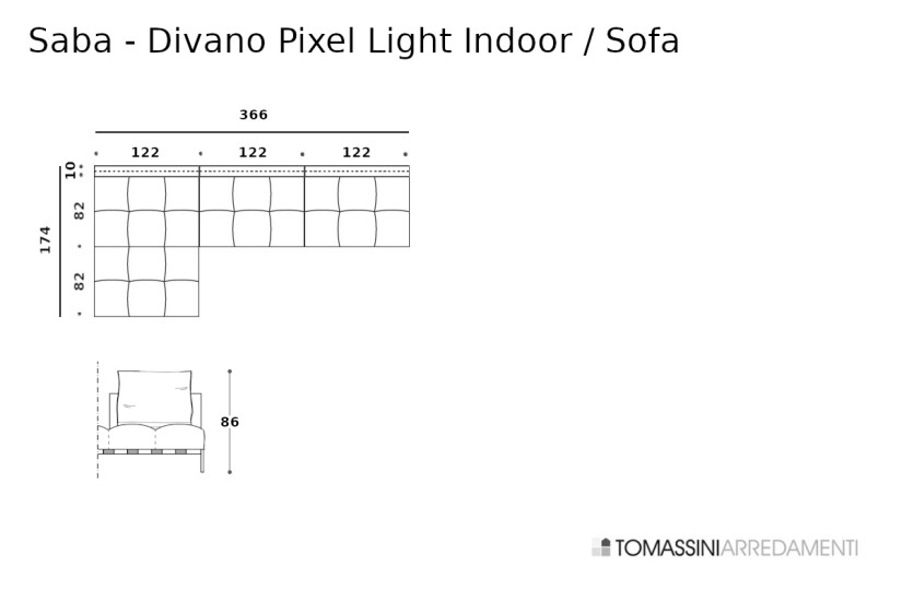 Divano Pixel Light Indoor grigio (Offerta Expo) Saba - 8