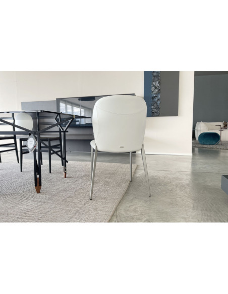 Chaise Nancy en cuir gris Cattelan Italia - 6