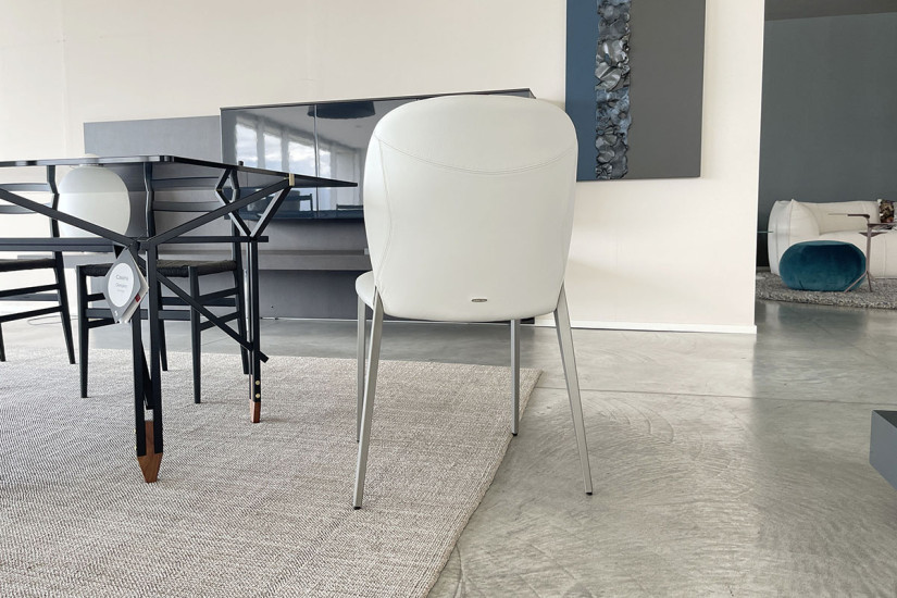 Sedia Nancy in pelle grigia Cattelan Italia - 6