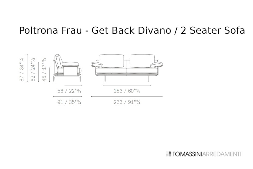 Divano Get Back in pelle marrone e grigia Poltrona Frau - 9