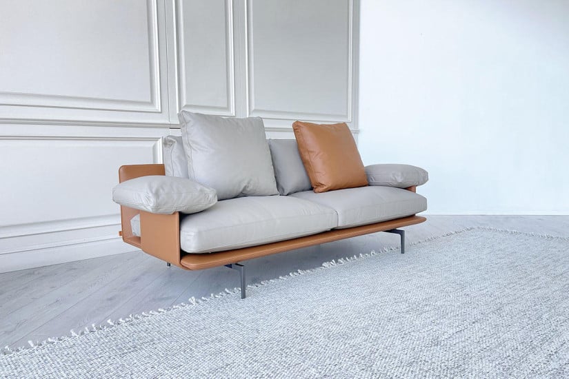 Get Back Brown and Grey Leather Sofa (Expo Offer) Poltrona Frau - 2