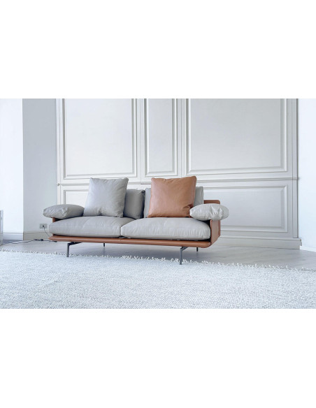Get Back Brown and Grey Leather Sofa (Expo Offer) Poltrona Frau - 6