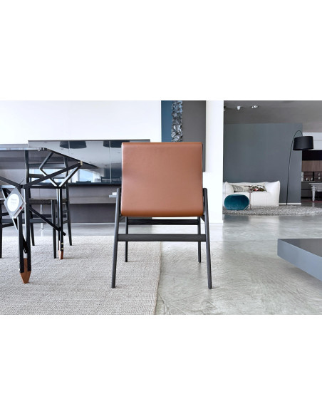 Sedia Ipanema in pelle marrone (Offerta Expo) Poliform - 4