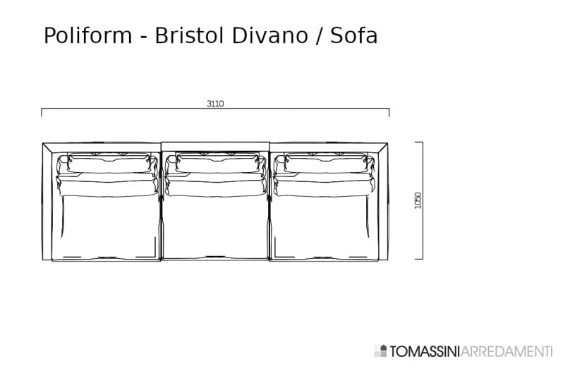 Divano Bristol in tessuto grigio (Offerta Expo) Poliform - 7