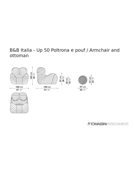 Poltrona Up 50 in tessuto bicolore (Offerta Expo) B&B Italia - 8