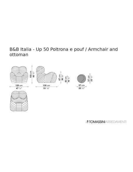 Up 50 Armchair in Two-Tone Fabric (Expo Offer) B&B Italia - 8