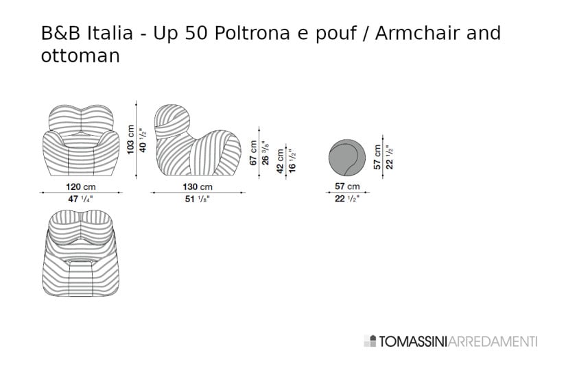 Up 50 Armchair in Two-Tone Fabric (Expo Offer) B&B Italia - 8