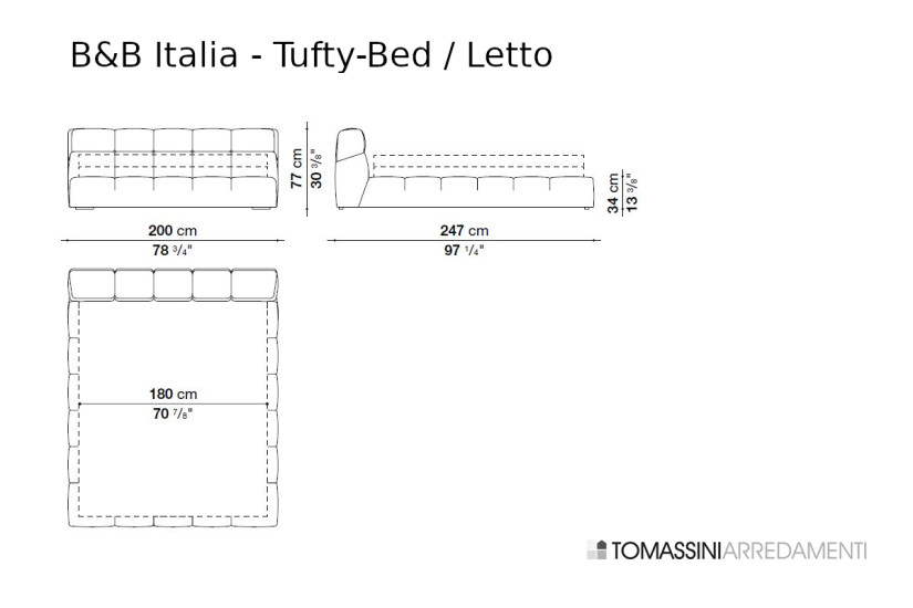 Letto Tufty-Bed in tessuto blu B&B Italia - 9