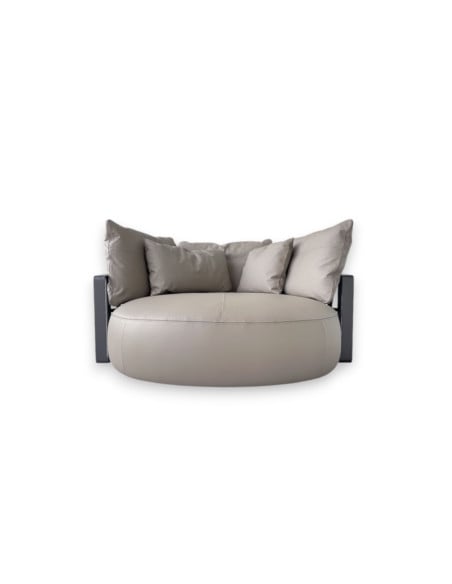 Divano circolare Scarlett in pelle grigia (Offerta Expo) Poliform - 1