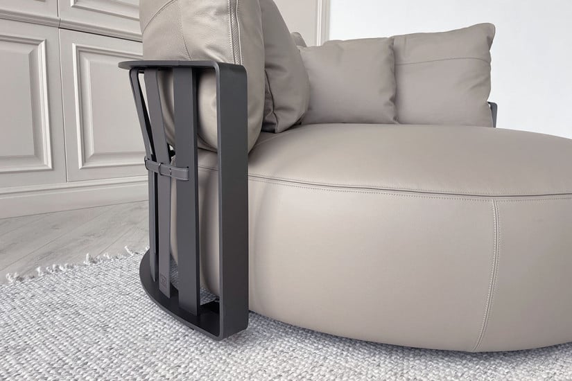 Canapé circulaire Scarlett en cuir gris (Offre Expo) Poliform - 5