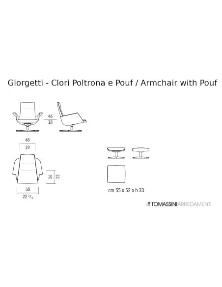 Poltrona e Pouf Clori in tessuto bianco (Offerta Expo) Giorgetti - 9