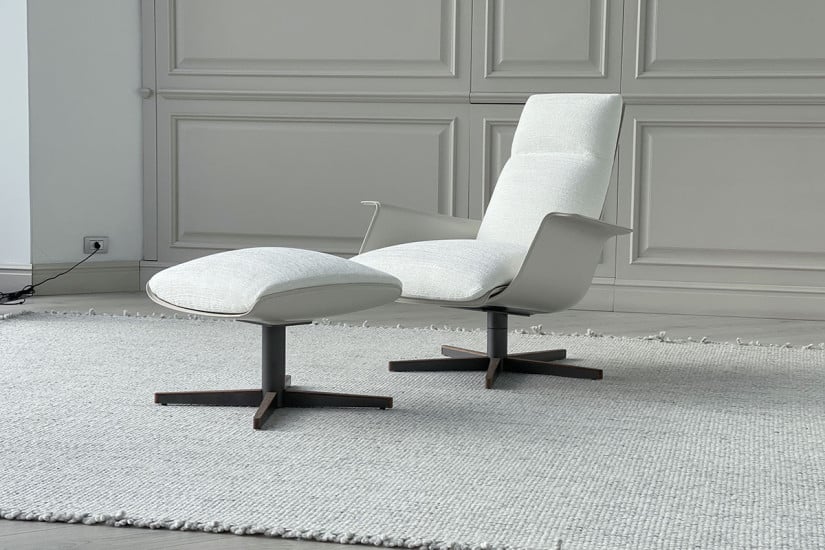 Fauteuil et Pouf Clori en tissu blanc (Offre Expo) Giorgetti - 4