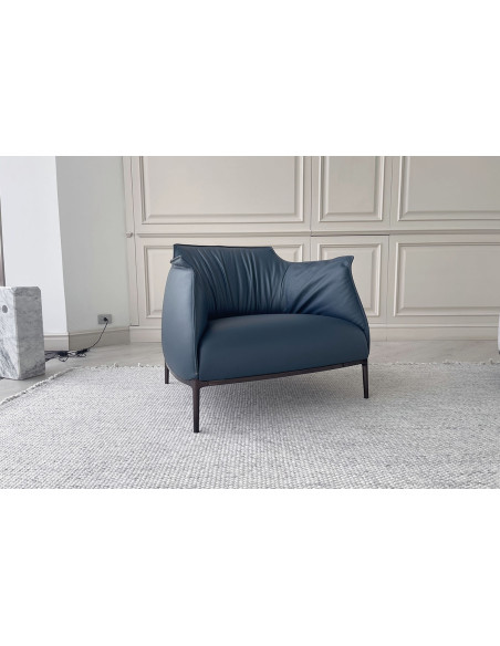 Poltrona Archibald Large in pelle blu (Offerta Expo) Poltrona Frau - 1