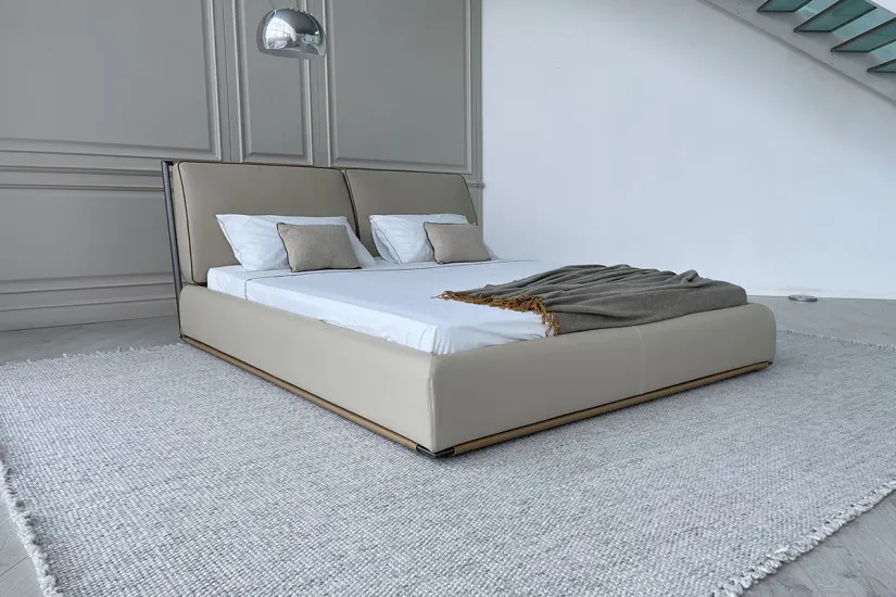 Adam Beige Leather Bed (Expo Offer) Giorgetti - 2
