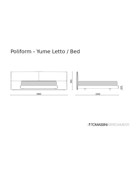 Lit Yume en tissu sable (Offre Expo) Poliform - 9