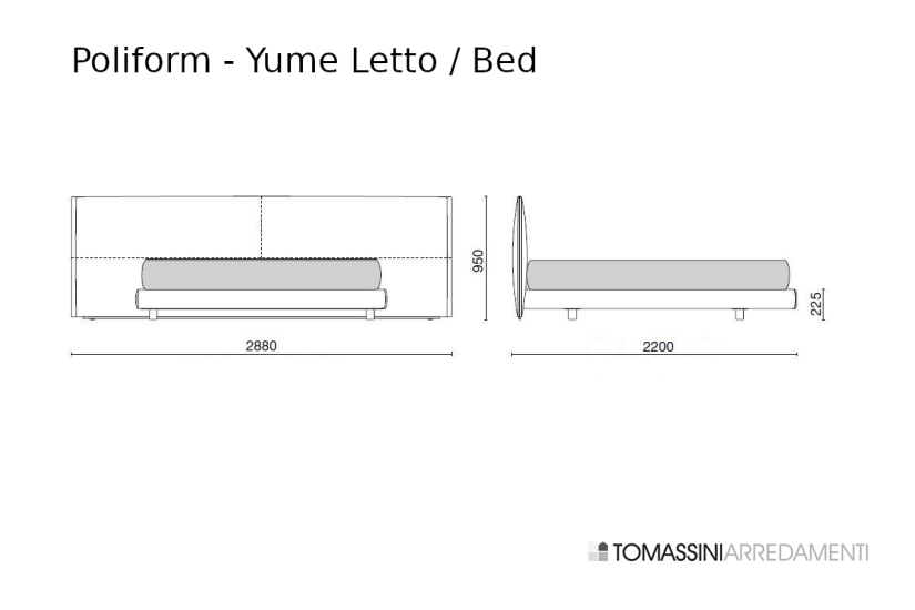 Lit Yume en tissu sable (Offre Expo) Poliform - 9