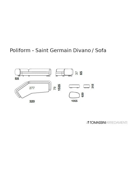 Canapé Saint-Germain Boomerang en tissu (Offre Expo) Poliform - 7
