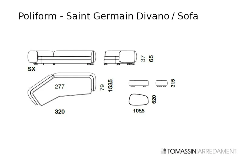 Canapé Saint-Germain Boomerang en tissu (Offre Expo) Poliform - 7
