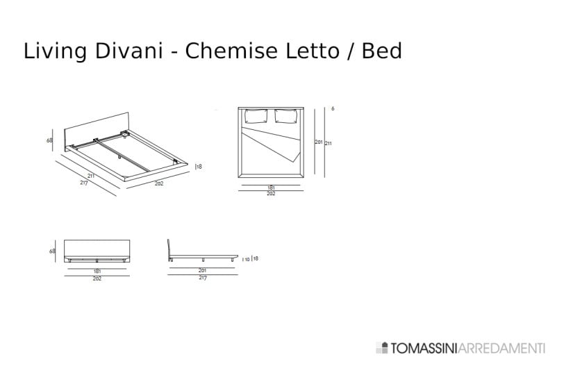 Chemise Bed in beige leather (Expo Offer) Living Divani - 7