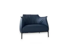 Archibald Large Blue Leather Armchair (Expo Offer) Poltrona Frau - 8