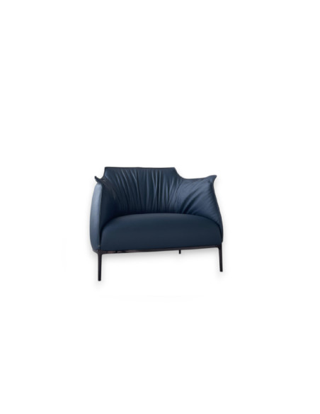 Archibald Large Blue Leather Armchair (Expo Offer) Poltrona Frau - 8