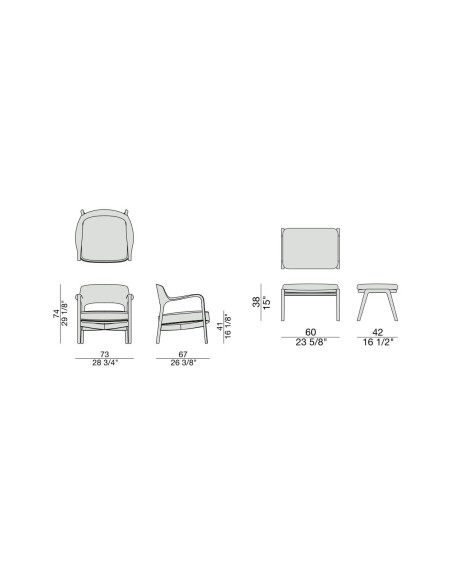 Fauteuil Louis et Pouf Loretta (Offre Expo) Porada - 6