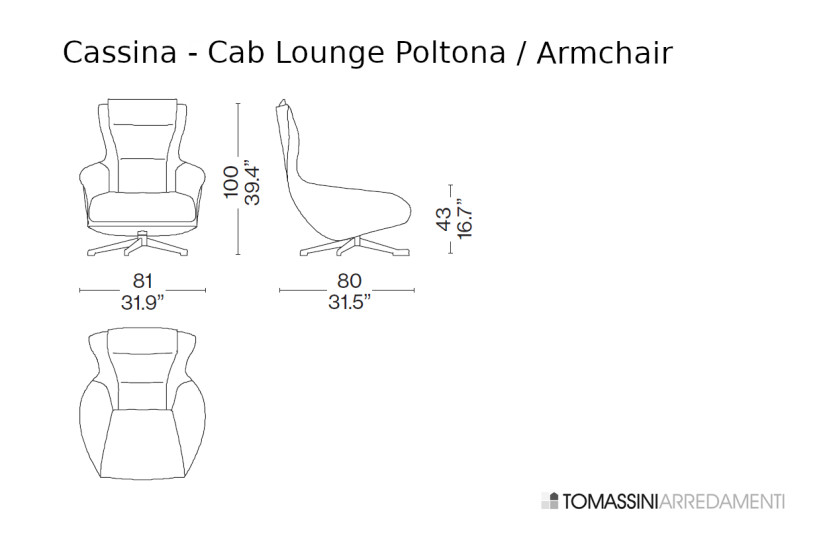 Poltrona Cab Lounge en cuir noir (Offre Expo) Cassina - 8