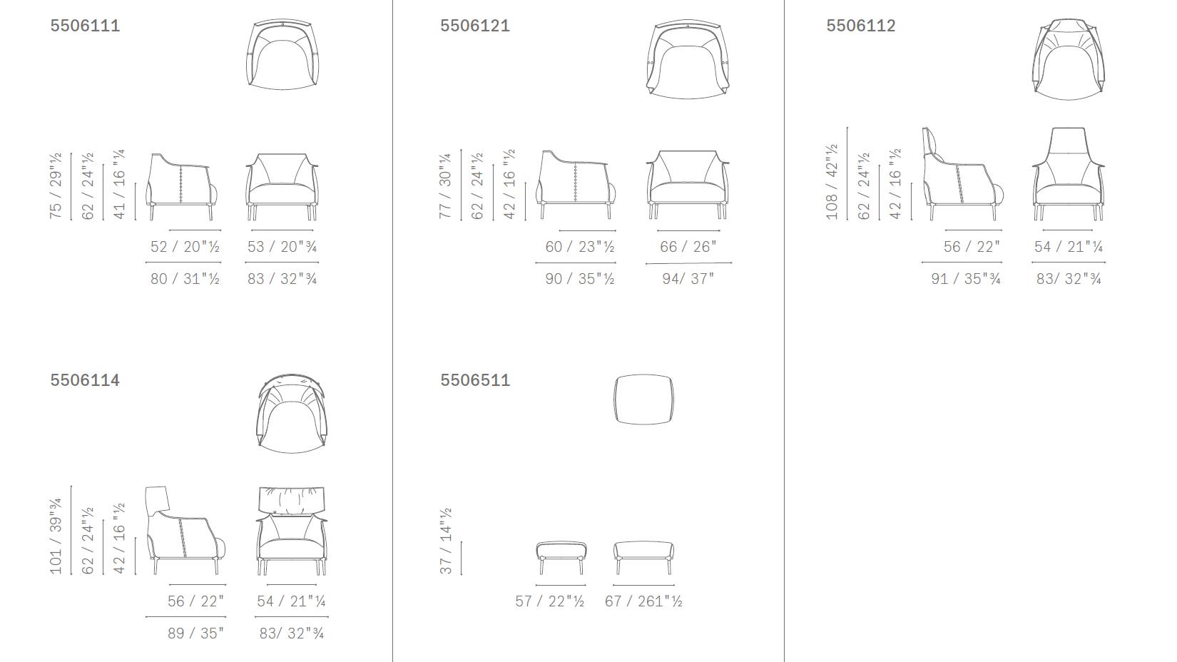 Archibald Armchair dimensions