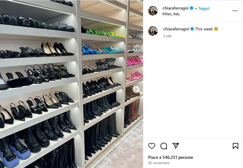Chiara Ferragni cabina armadio